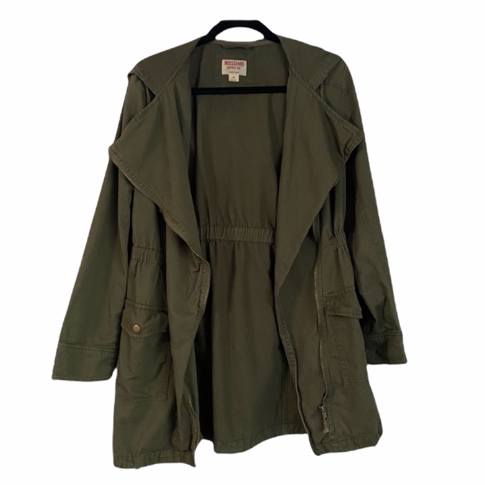 Mossimo Utility Style Green Hooded Jacket - Medium